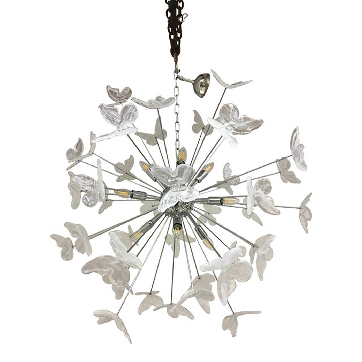 Contemporary White Butterfly Murano Glass Sputnik Chandelier