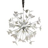 Contemporary White Butterfly Murano Glass Sputnik Chandelier