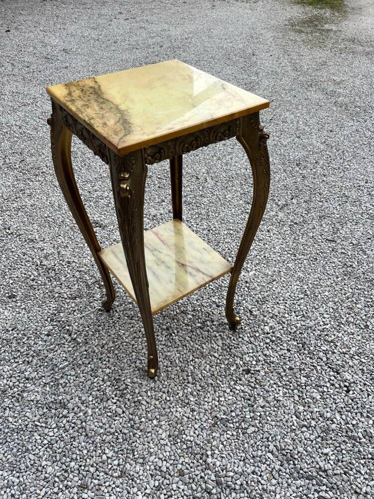 Marble and brass side table