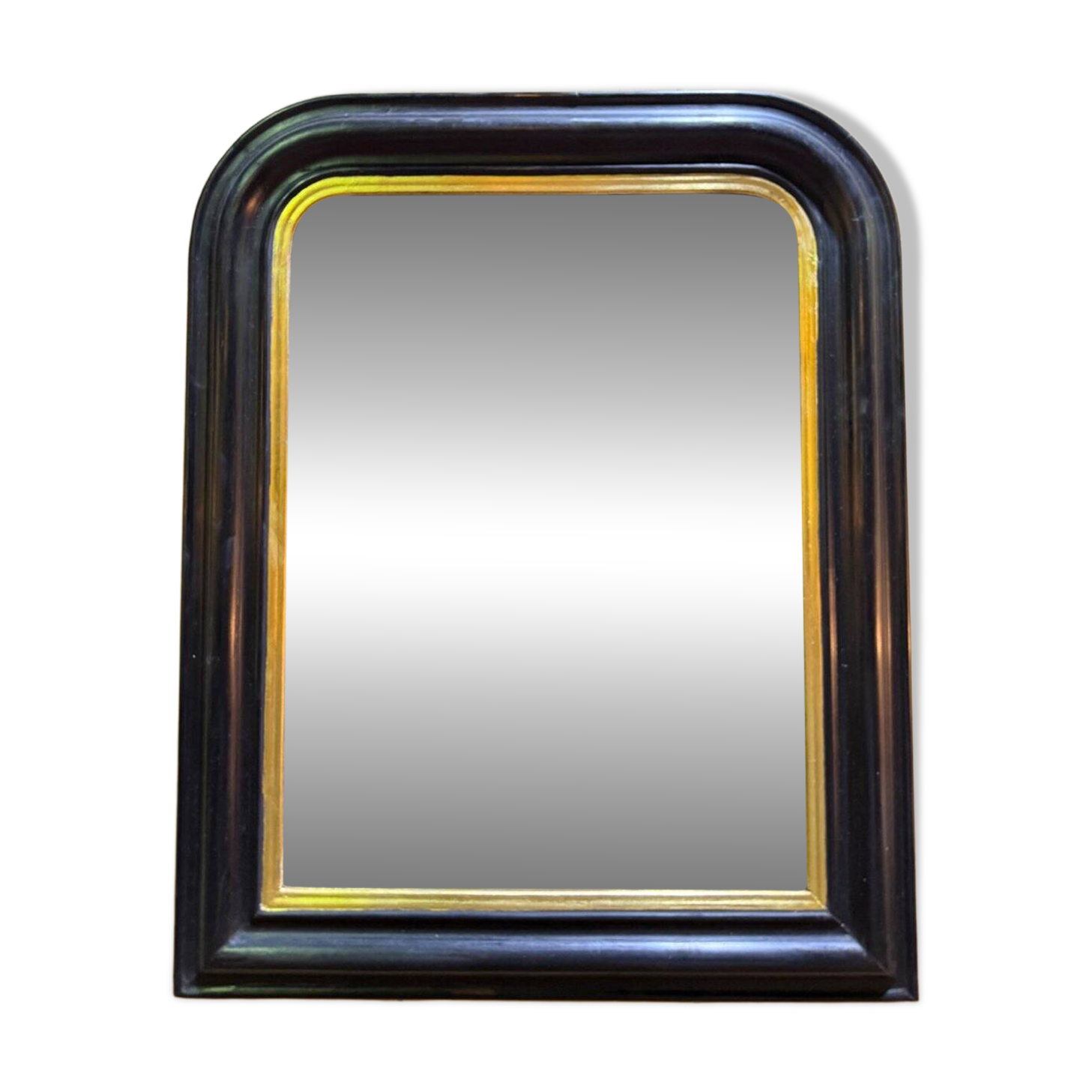 Napoleon III period mirror – Black lacquered wood & gold leaf fillet
