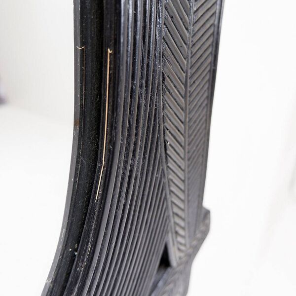 Grand miroir mural Vivai del Sud en bambou laqué noir - Années 1970