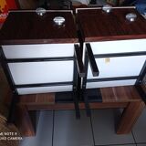 Pair of bedside tablesn end of vintage formica sofa