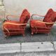 Paire de fauteuils année 50 tissu bordeaux