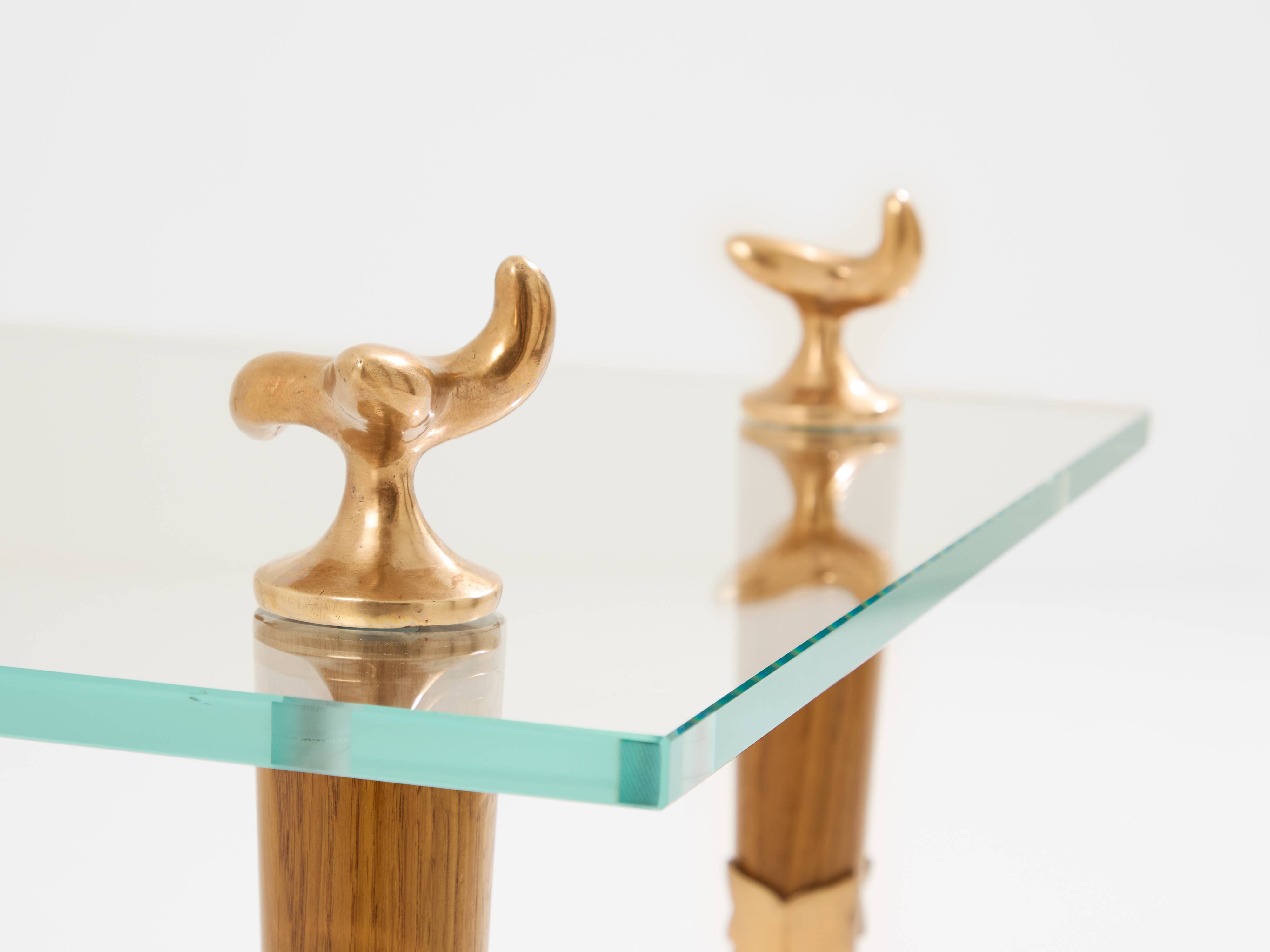 Table basse chêne bronze verre signée Garouste & Bonetti 1995