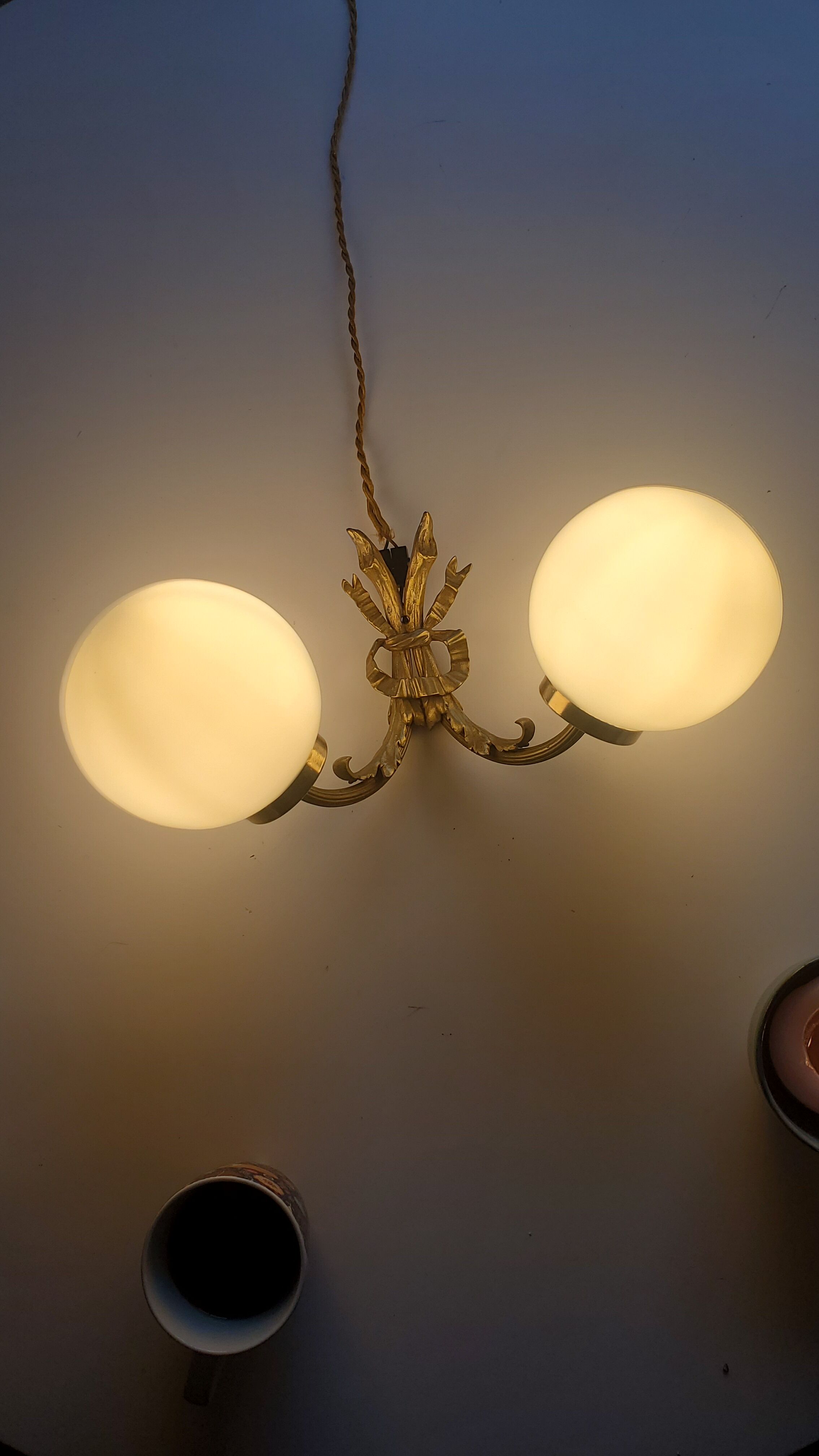 Vintage double opaline wall lamp