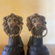 Fireplace - 1900-1910 pair of cast iron andirons