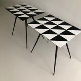 Pair of wooden and backelite table