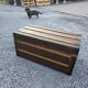 Old travel trunk in oilcloth