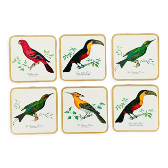 Box of 6 coasters bird motif