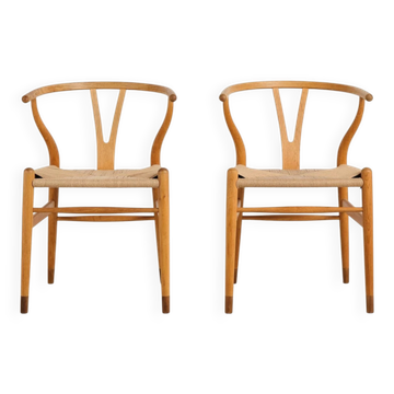 Pair of CH24 Wishbone chairs by Hans J. Wegner, Denmark, 1970s