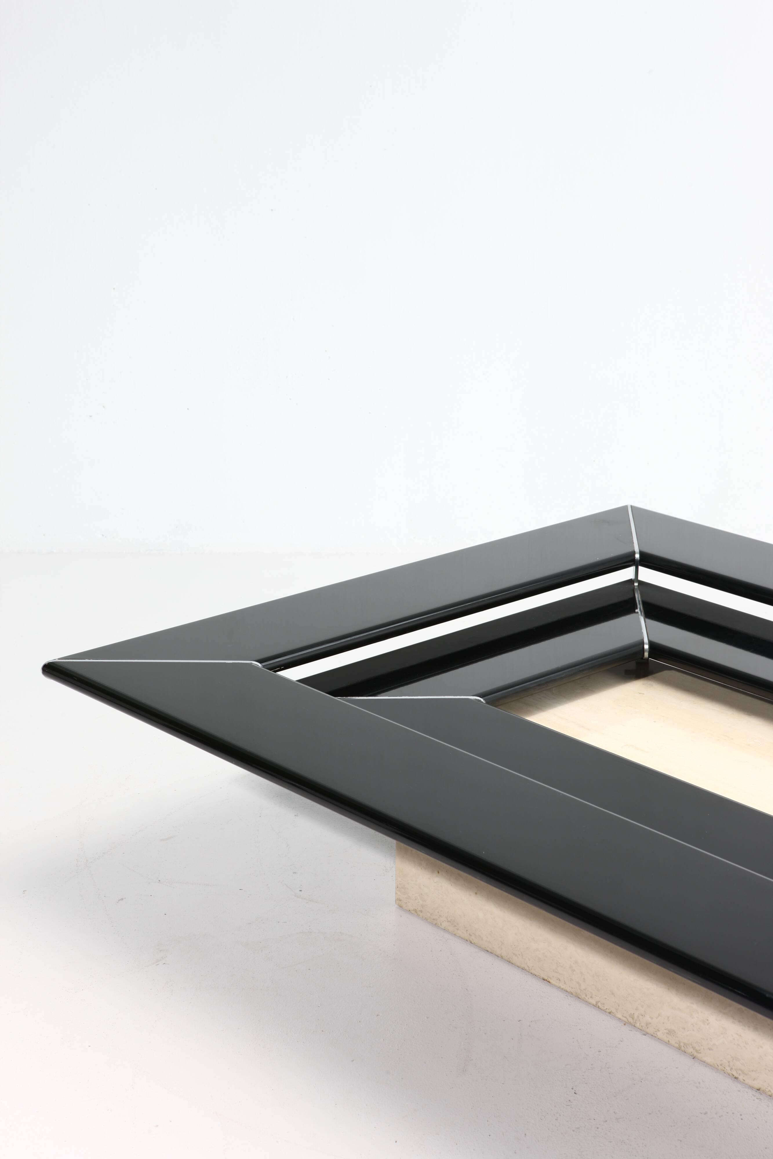 Re Quadro Coffee Table in Travertine and Lacquered Wood by Paolo Piva