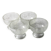 Set of 4 Vintage Pressed Glass Dessert Bowls Cibulak by Pavel Panek / 1977
