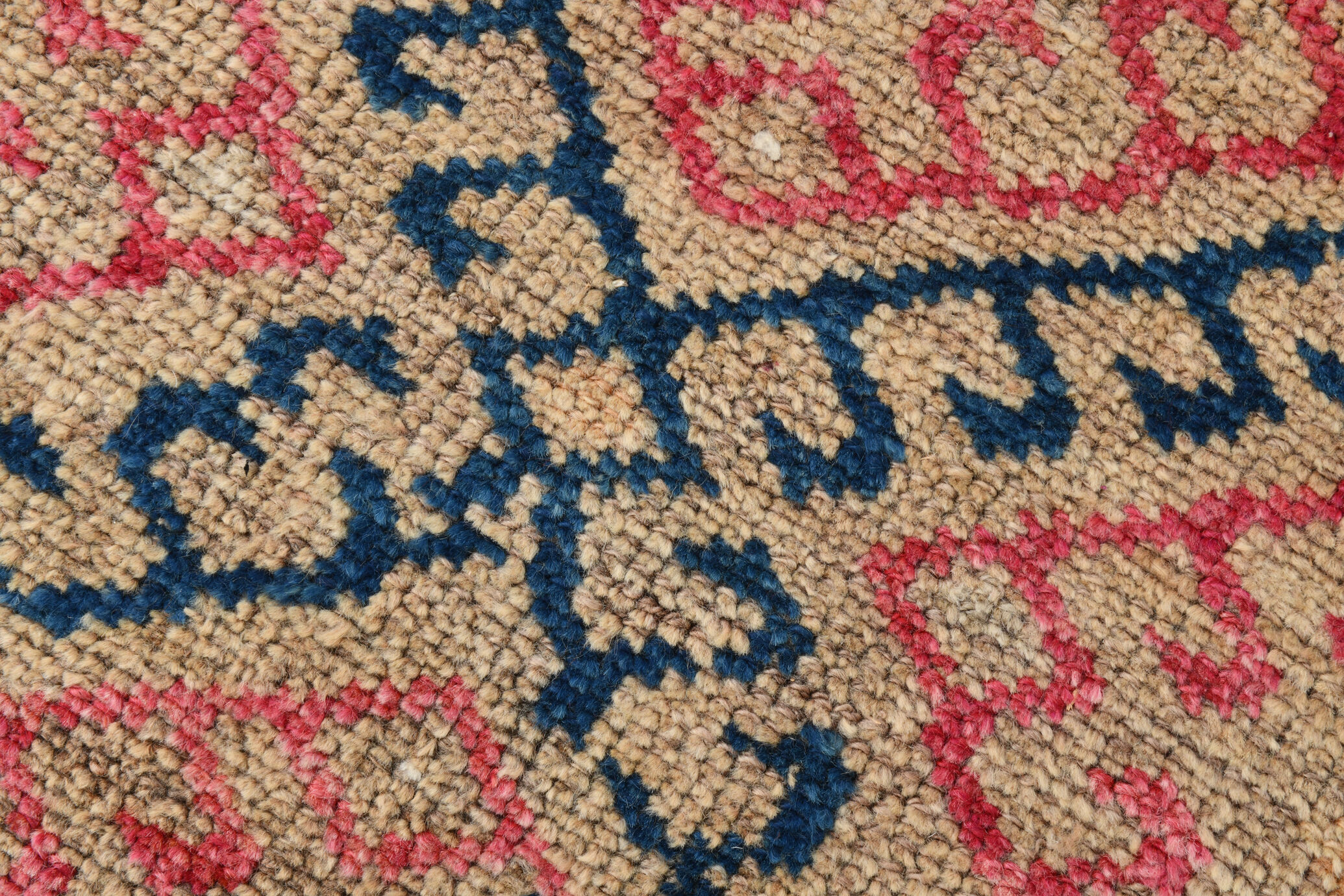3x9 red & blue herki vintage runner rug 92x286cm