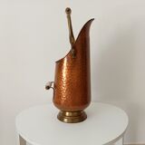 Coal bucket in hammered copper, brass and porcelain