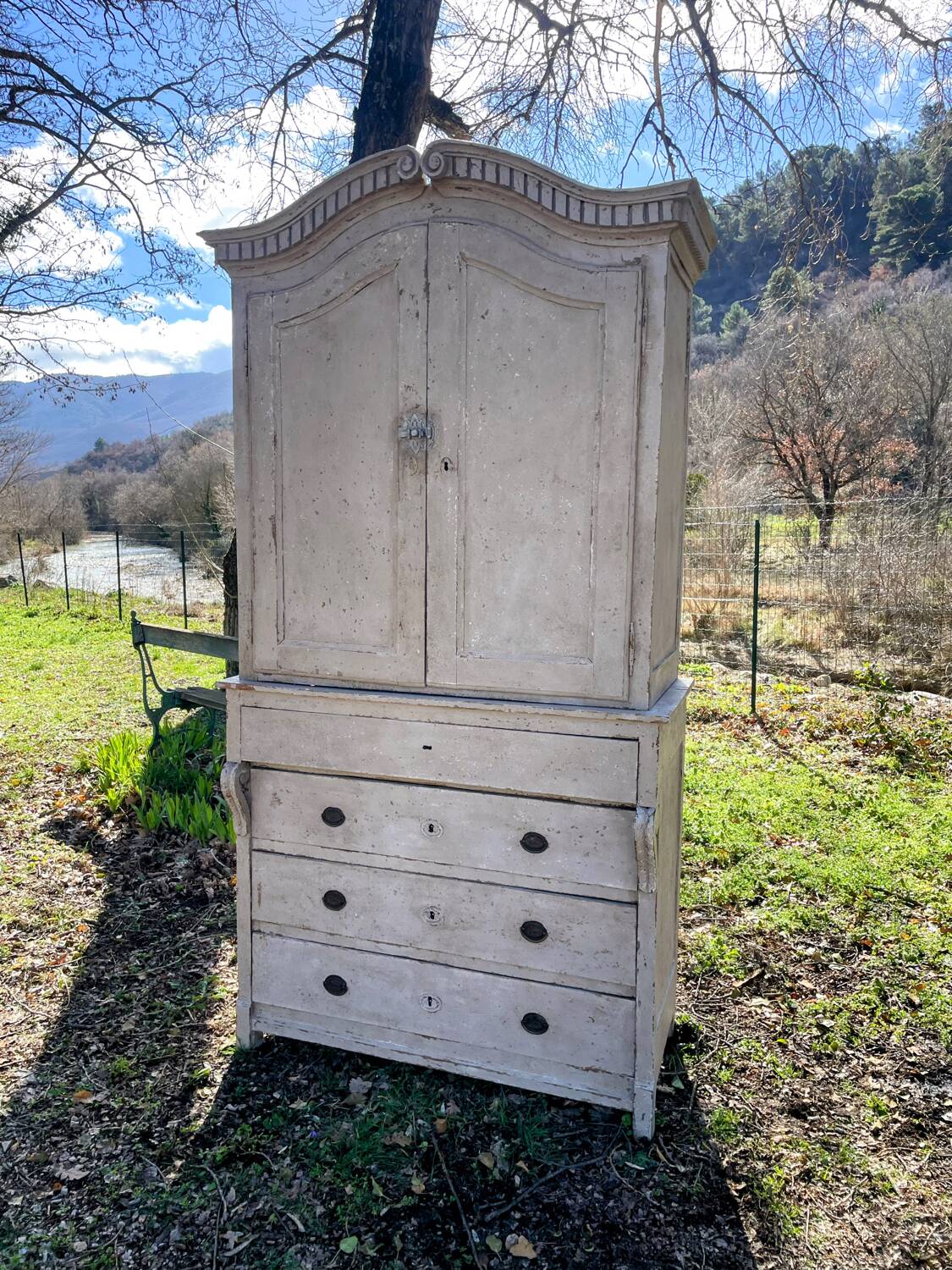 Nineteenth-century two-body sideboard.