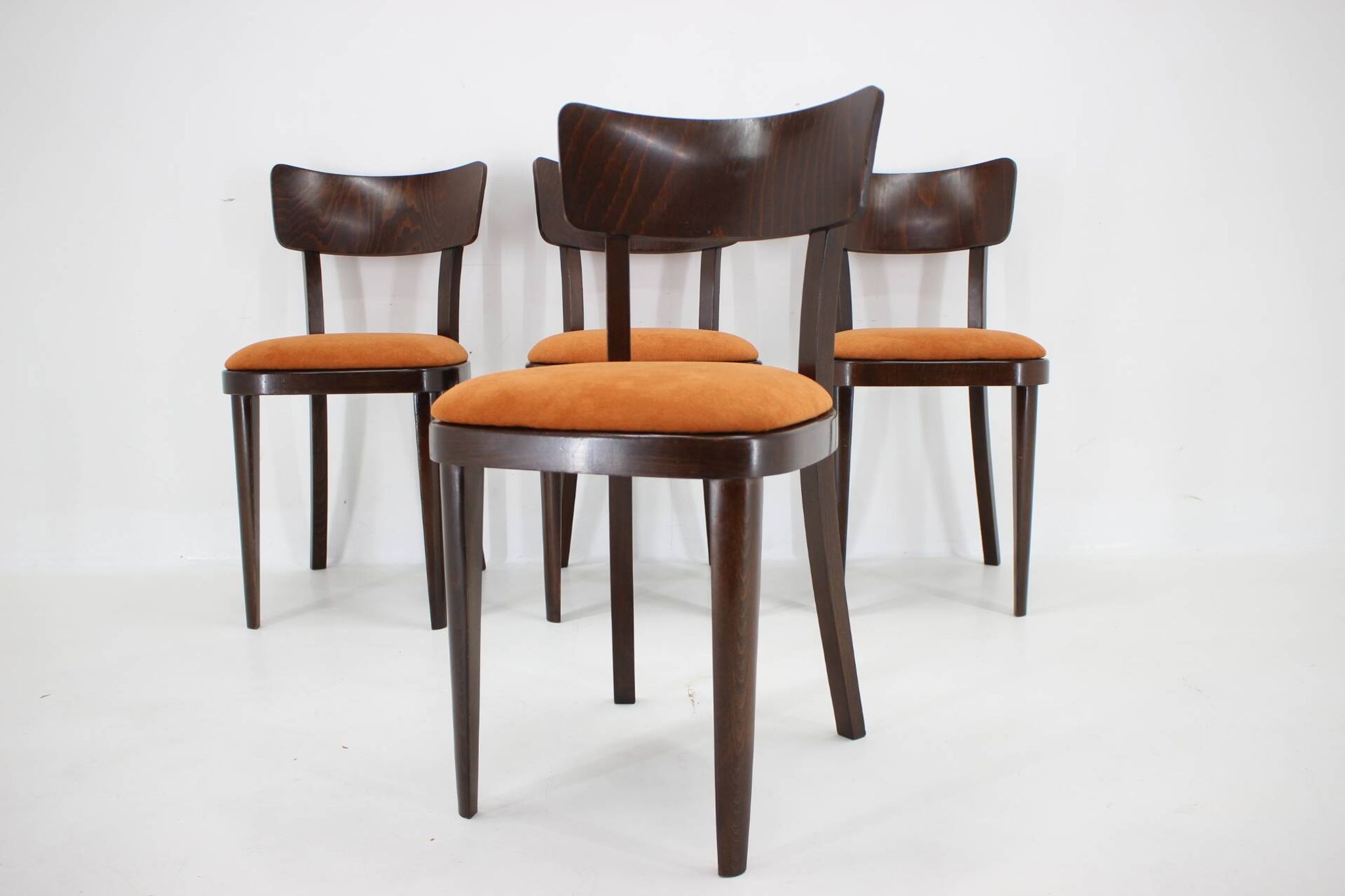 1950s Set of Four Restored Dining Chairs, Czechoslovakia