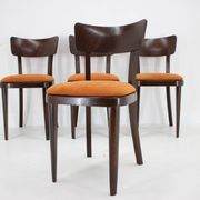 1950s Set of Four Restored Dining Chairs, Czechoslovakia
