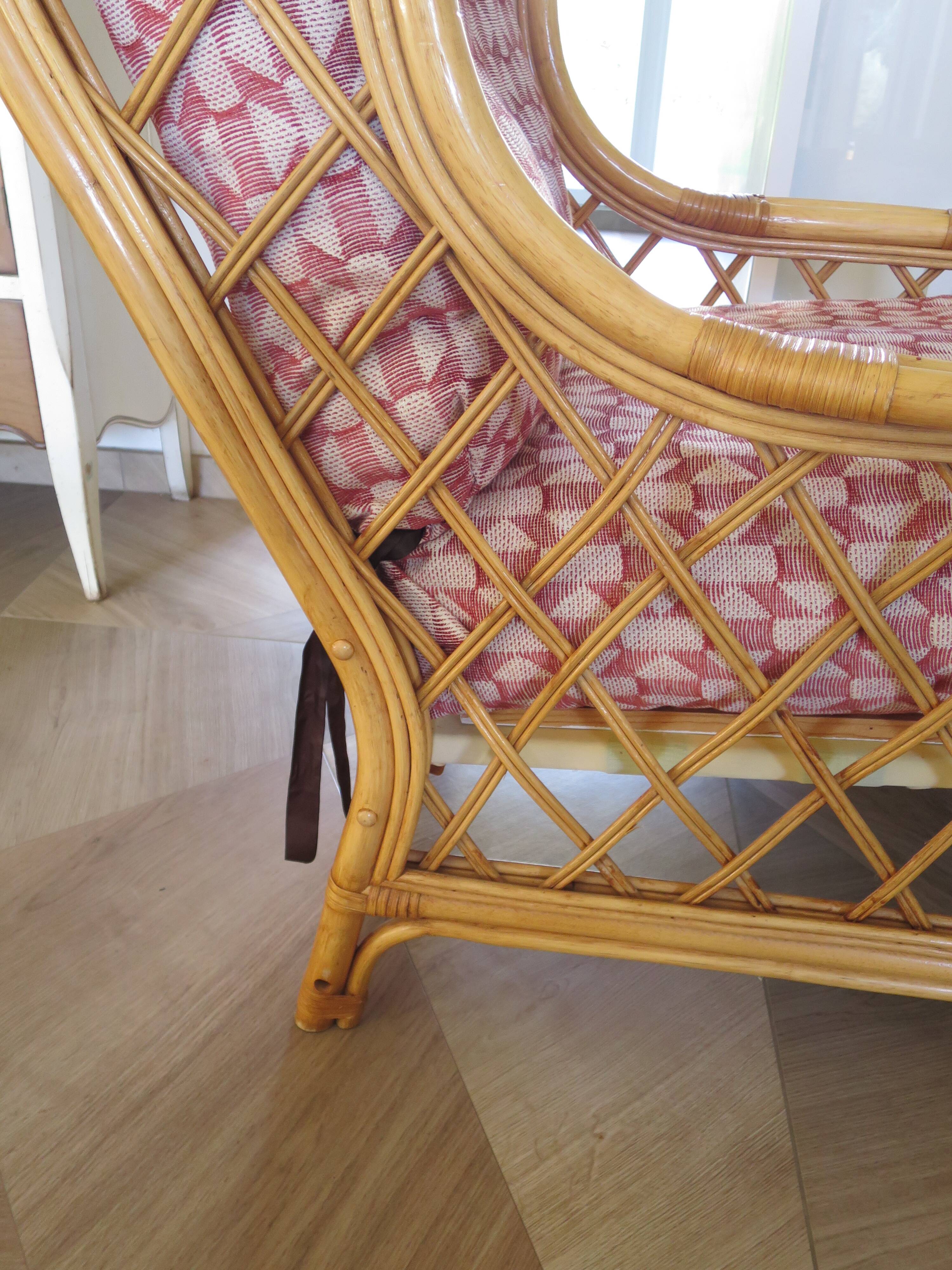 Vintage - Set of 2 woven rattan, bamboo and wood armchairs - Natural colour - 1980s