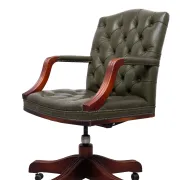 Chesterfield Green tufted Leather desk chair by Wade England 1960s