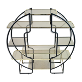"Circle" library in black anodized metal and golden brass, 1970