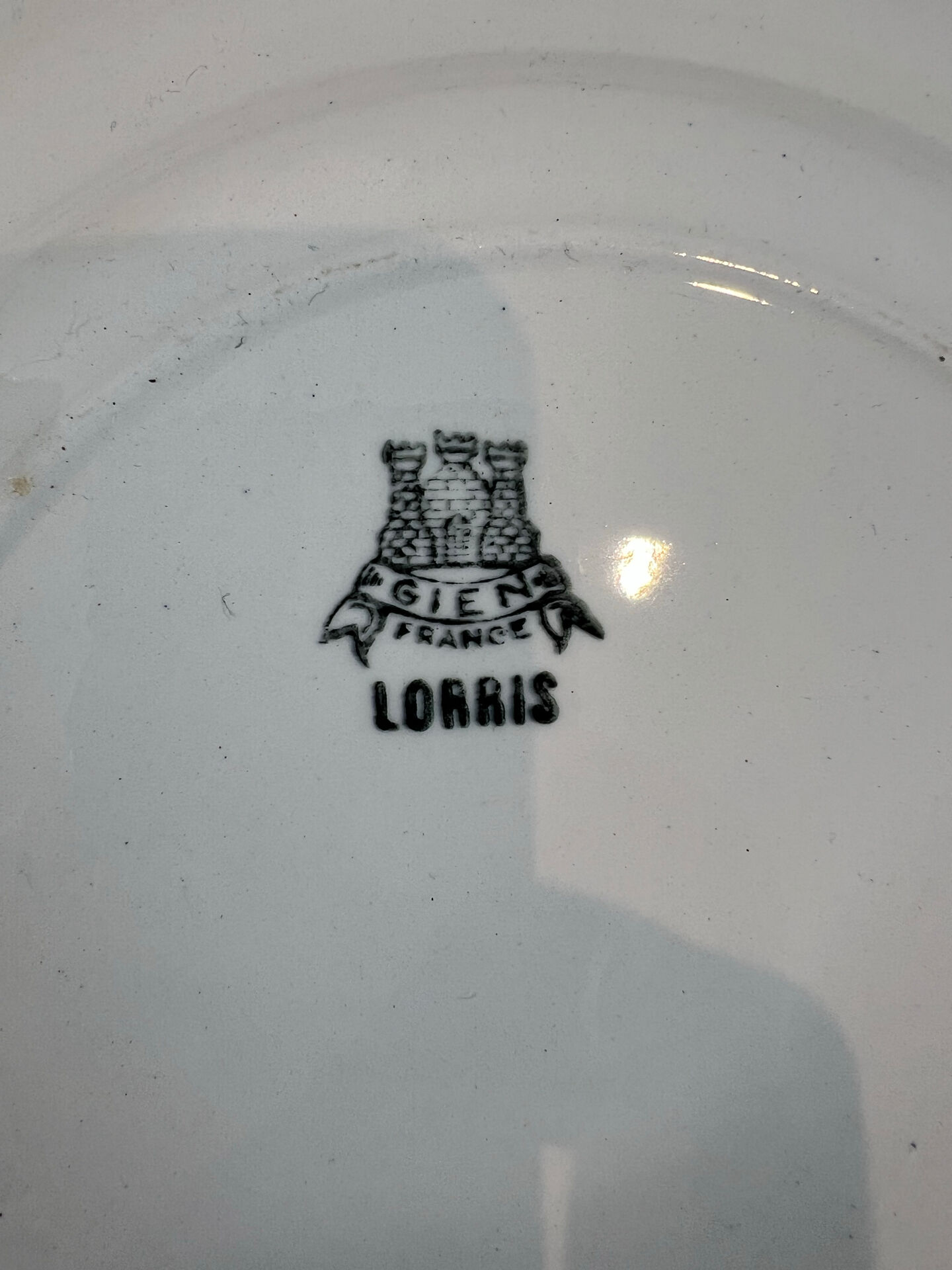 Gien earthenware plate - Lorris collection - blue geometric pattern