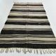 5x9 Cream & Brown Striped Handmade Vintage Kilim Rug, 147x264Cm
