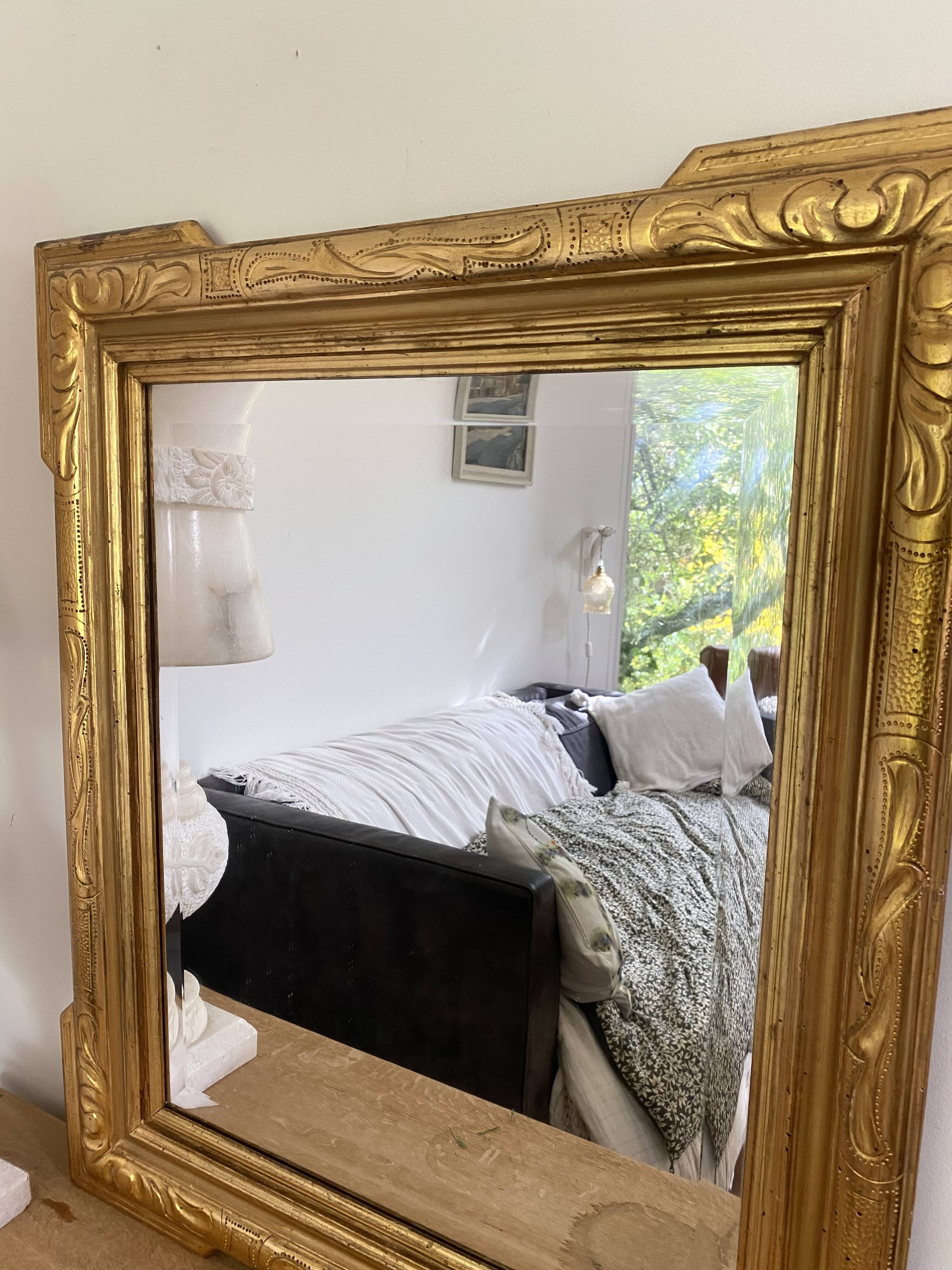 Superb antique bevelled mirror with "ears" – Louis-Philippe style – F