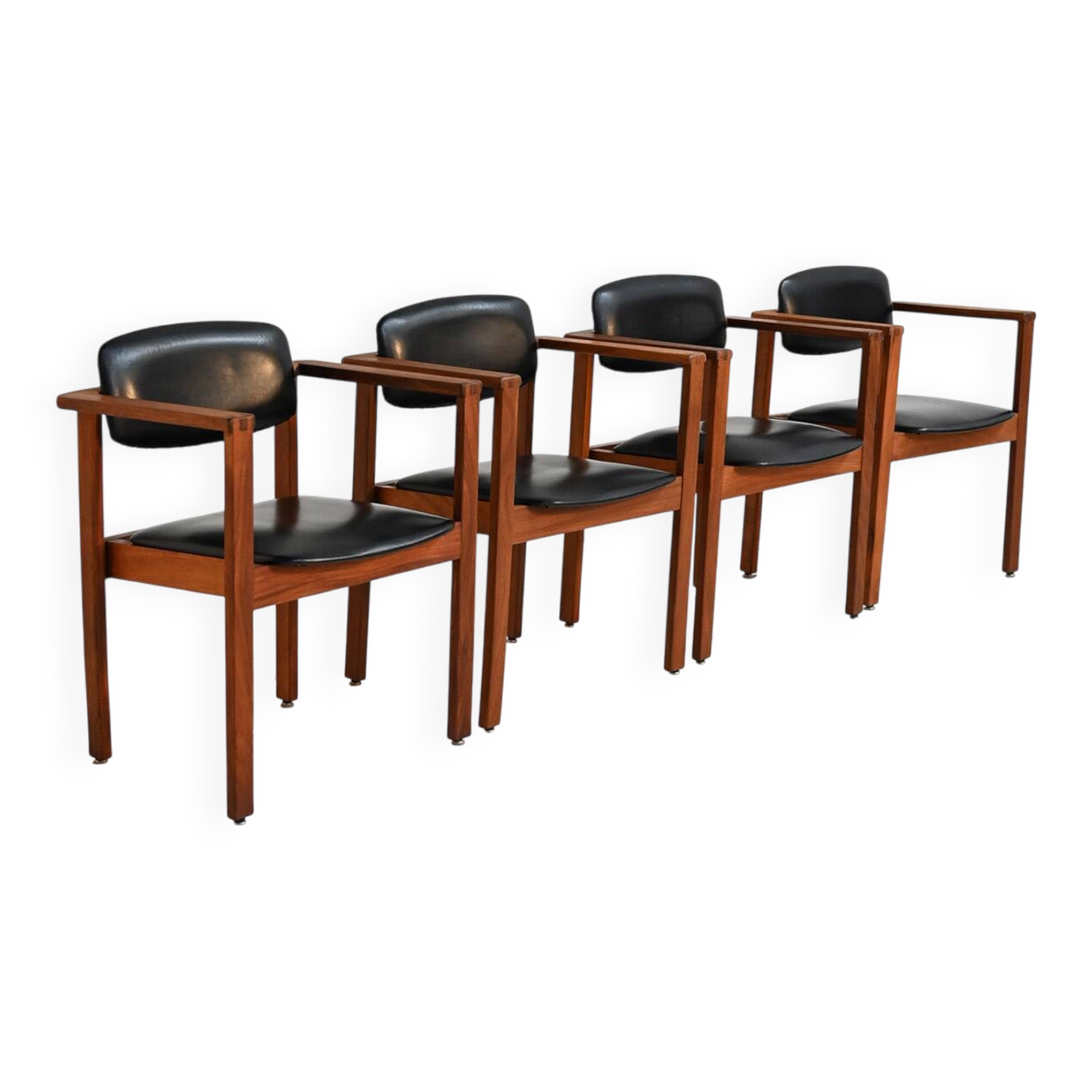 Teak and leather chairs, Denmark 1960s