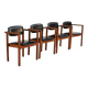 Teak and leather chairs, Denmark 1960s