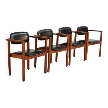 Teak and leather chairs, Denmark 1960s