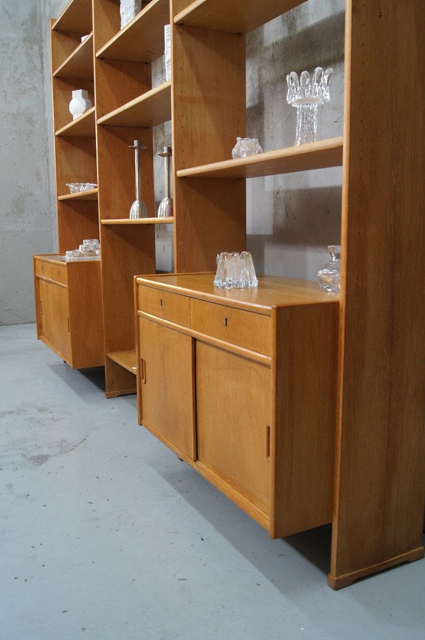 Scandinavian oak modular wall unit, 1960s