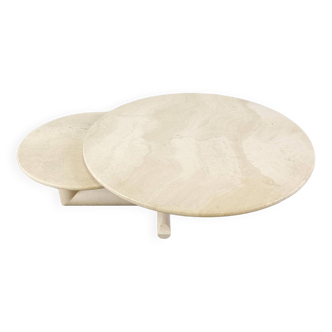 Vintage adjustable travertine coffee table for Roche Bobois, 1970s