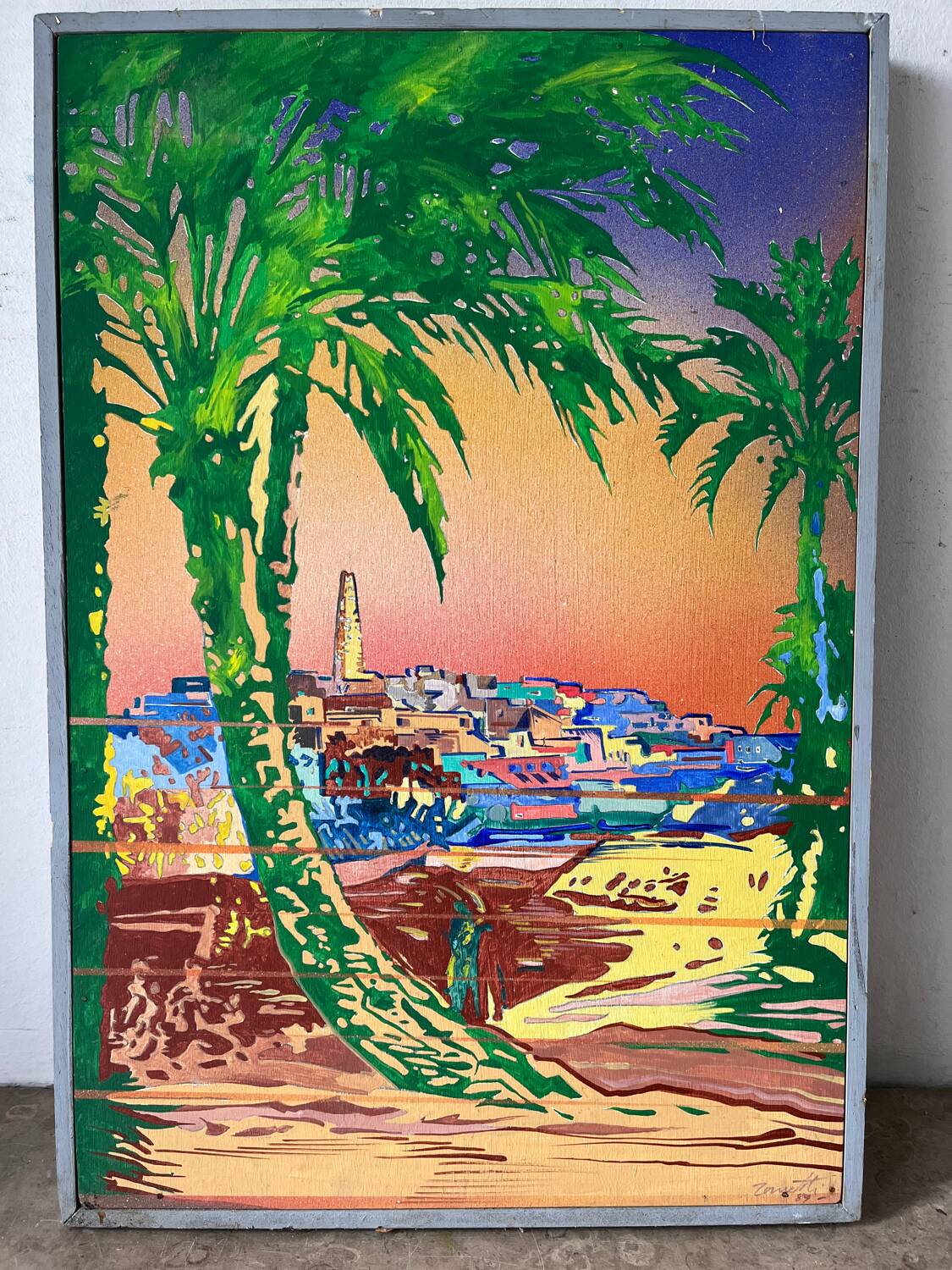 Mediterranean City, Oil on panel, signed Jean-Noël Zanetti 89
