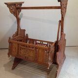 Solid teak carved swing cradle