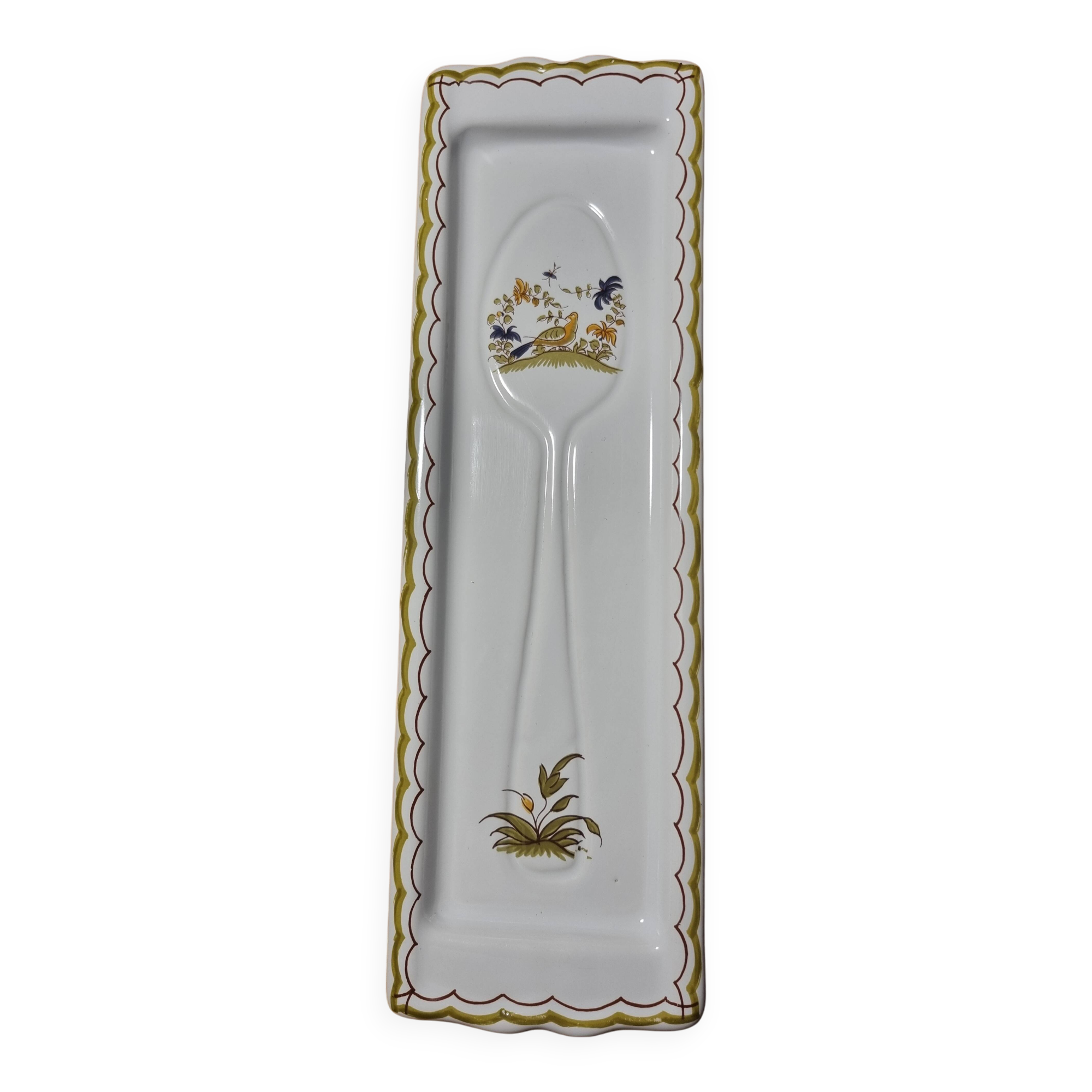 Spoon holder tray with old Moustiers decor