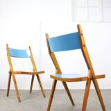 Mid-century Italian Wooden Dining Set of 5 in Blue