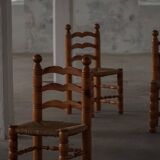 Set of 6 modern French brutalist chairs, in the style of Charles Dudouyt, made in the 1960s.