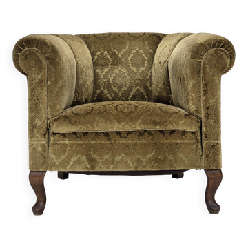1950s, Danish relax chair, furniture velour, beech wood.