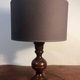 Solid wood table lamp with 80s lampshade