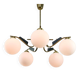 Mid-Century Modern Italian Brass and Opaline Chandelier, 1960