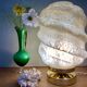 Vintage art deco globe table lamp in pale yellow Clichy glass