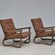 1970s, Scandinavian armchair, original very good condition, bamboo, leather.
