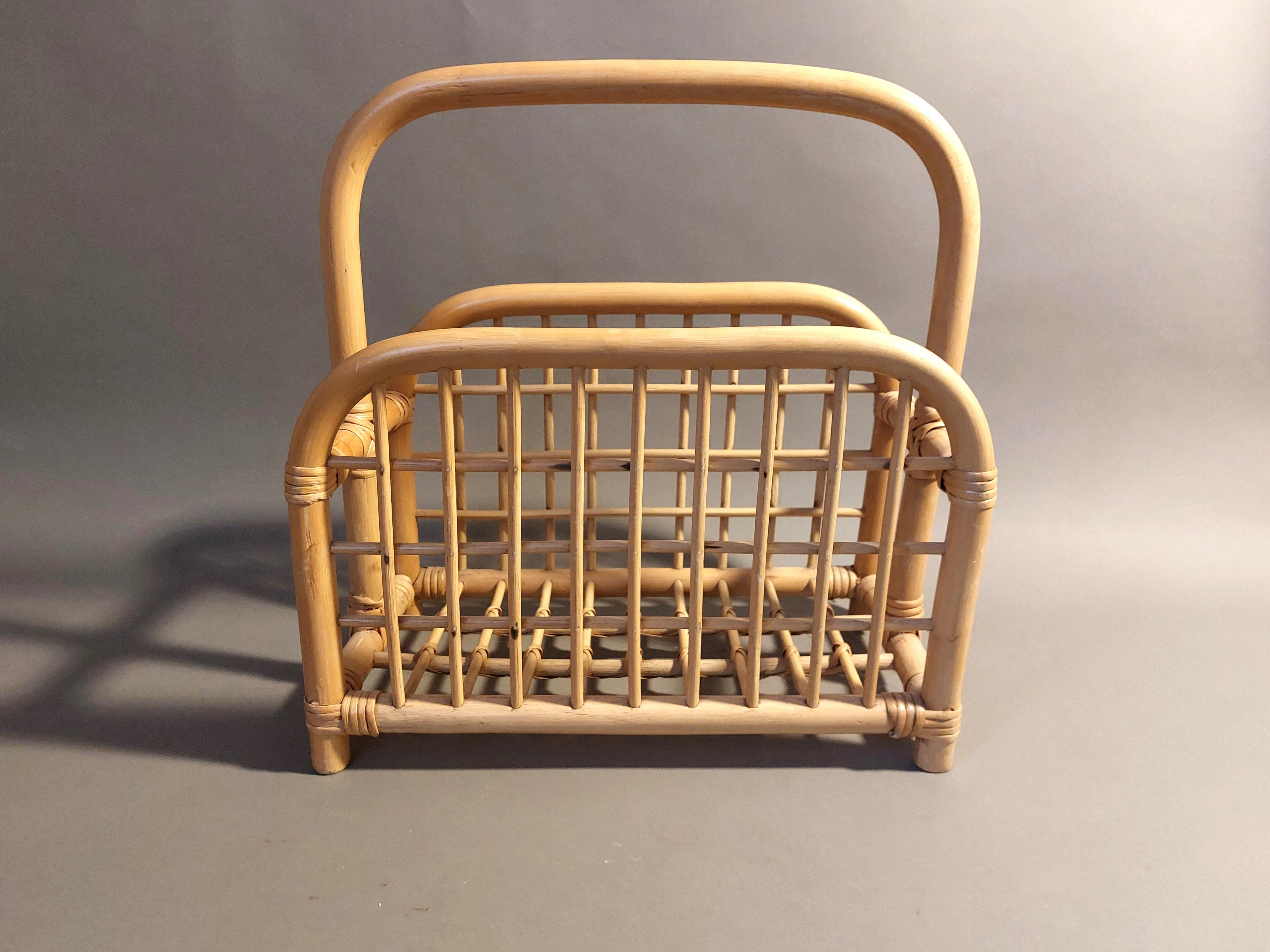Vintage rattan magazine holder