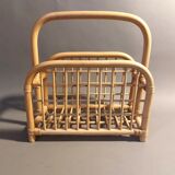 Vintage rattan magazine holder