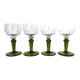 Set de 4 verres en cristal au pied vert