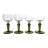 Set of 4 crystal glasses with green foot