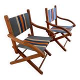 Children's folding armchair in wood and canvas