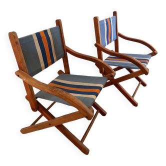 Fauteuil pliant enfant en bois et toile