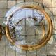 Pair of round coffee tables in vintage rattan and glass from the 1960s
