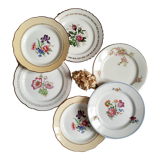 Old flat plates mismatched in earthenware
